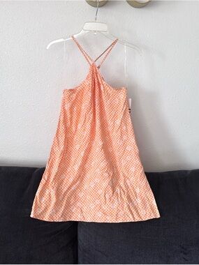 Orange Checkered Floral Mini Dress